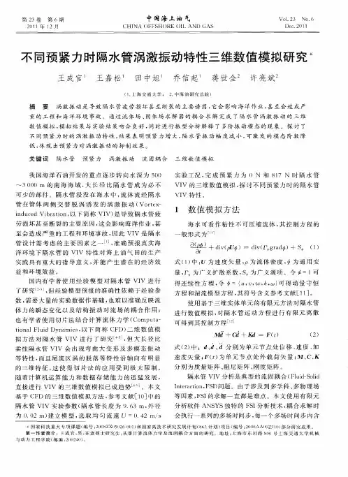 不同预紧力时隔水管涡激振动特性三维数值模拟研究