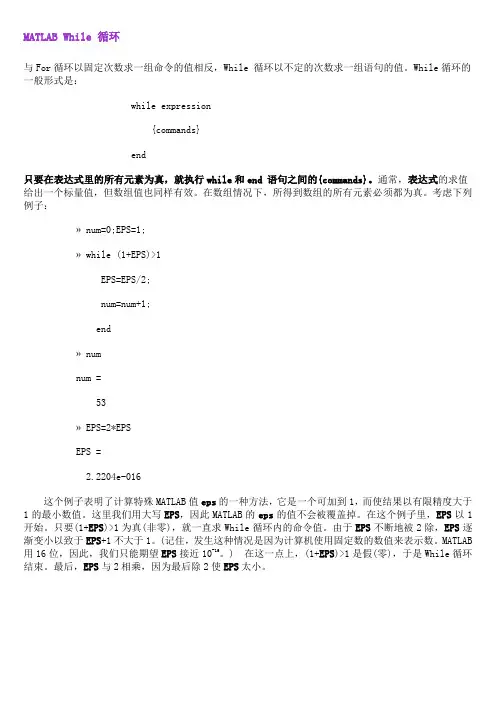 MATLAB While 循环