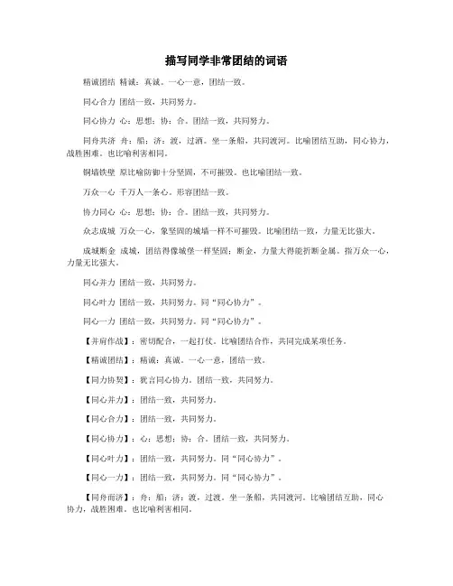 描写同学非常团结的词语