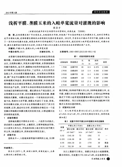 浅析平膜、垄膜玉米的入畦单宽流量对灌溉的影响