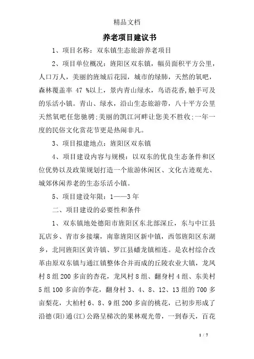 养老项目建议书