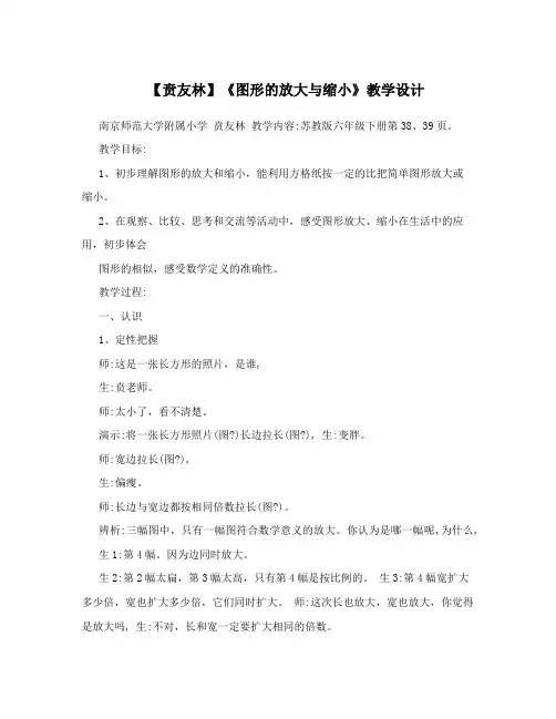 【贲友林】《图形的放大与缩小》教学设计