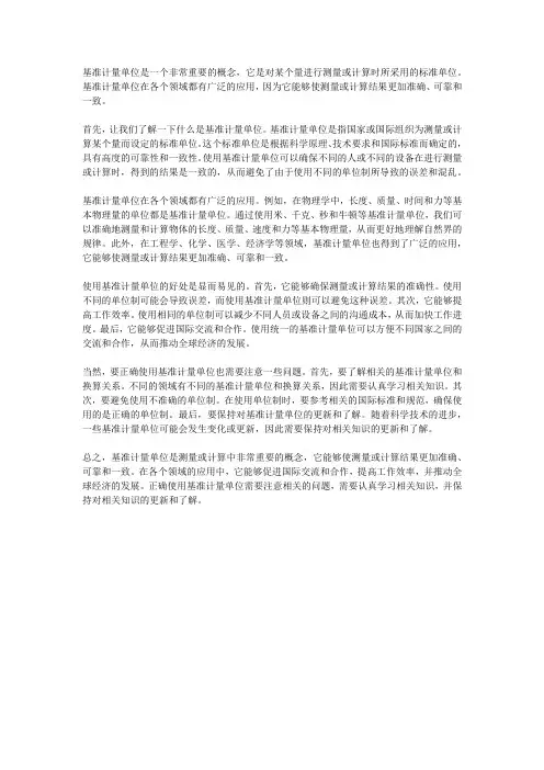 基准计量单位