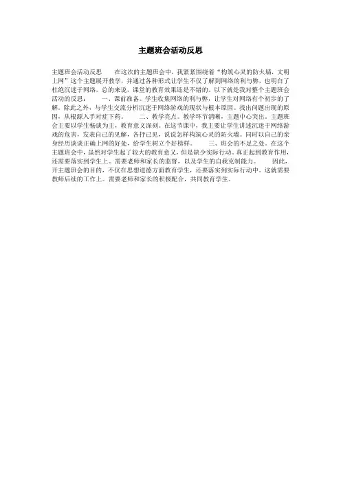 主题班会活动反思