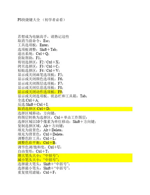 PS快捷键大全 2