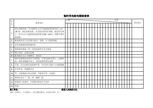 临时用电配电箱检查表