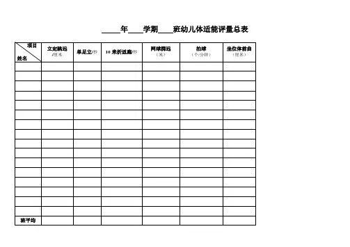 幼儿体适能测评总表