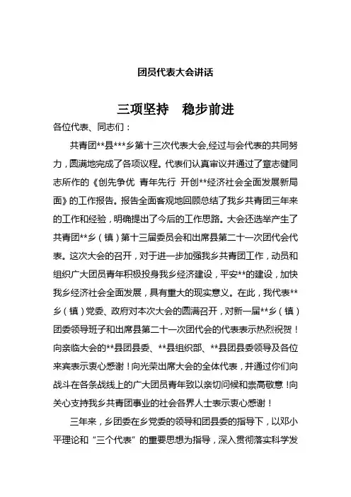 团员代表大会讲话稿