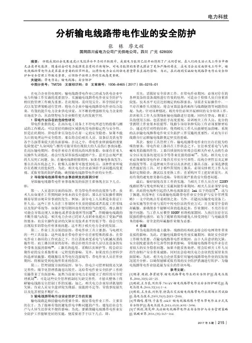 分析输电线路带电作业的安全防护