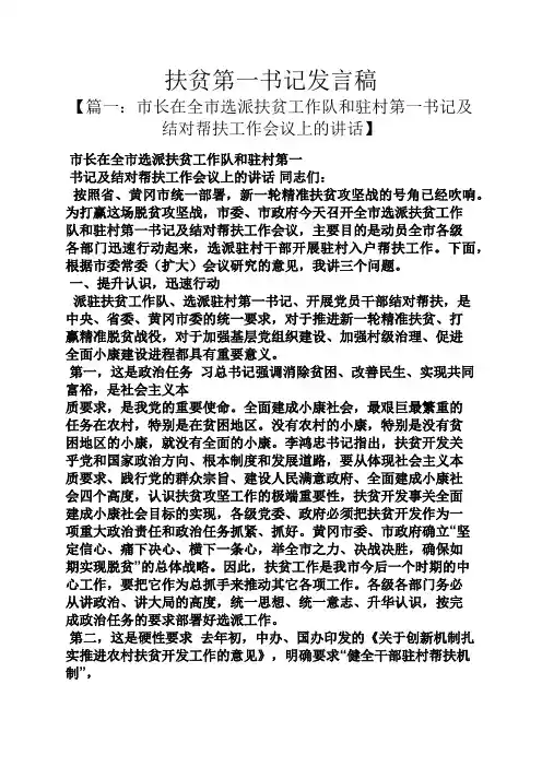扶贫第一书记发言稿