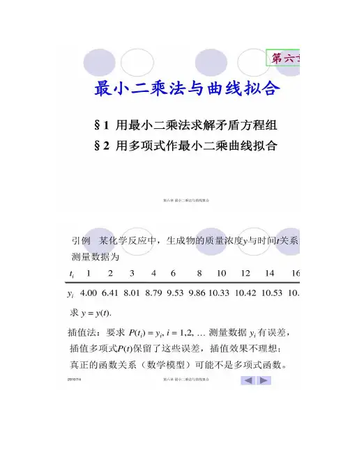 最小二乘法与曲线拟合概要