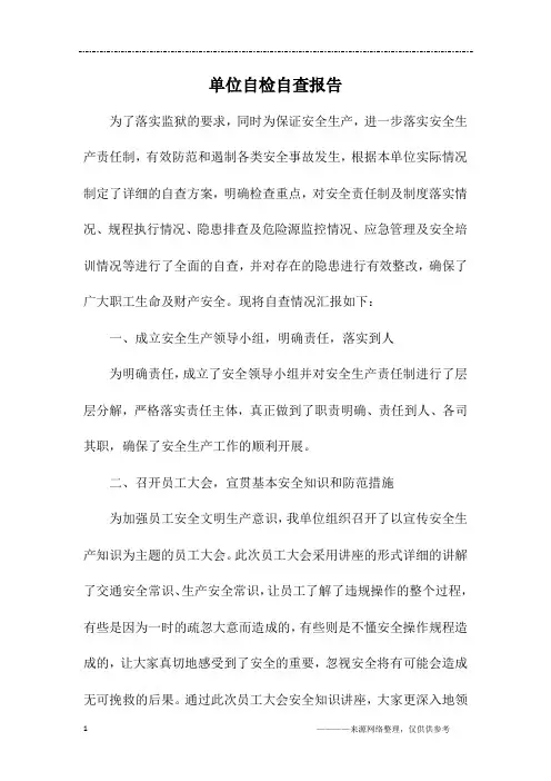 单位自检自查报告