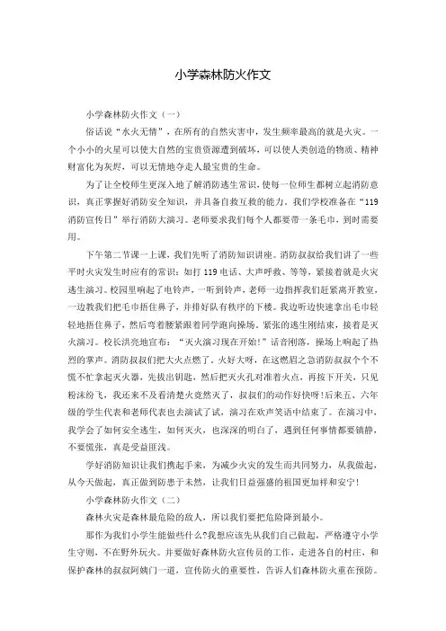 小学森林防火作文