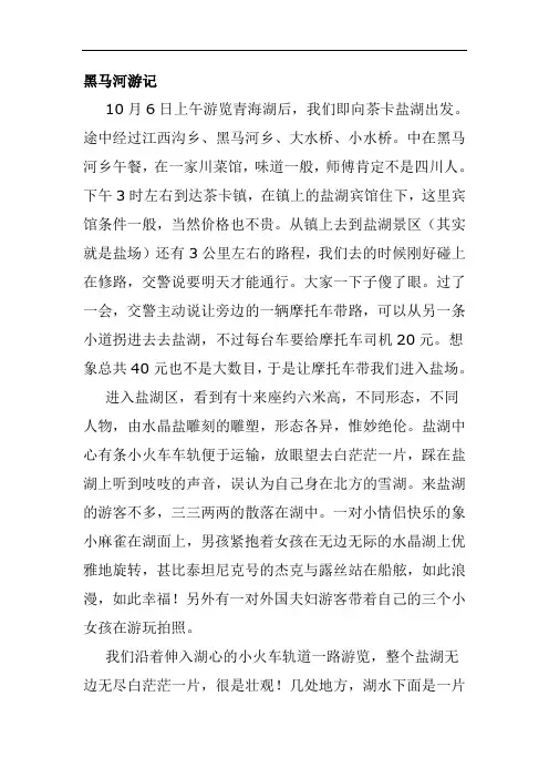 黑马河游记作文500字