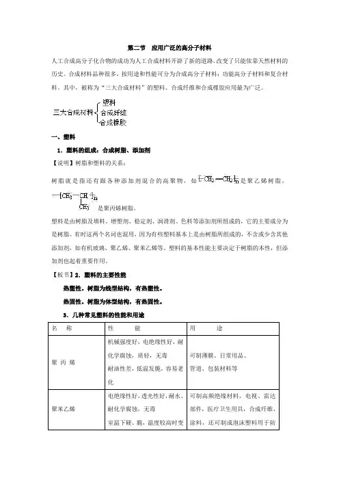 高中化学应用广泛的高分子材料