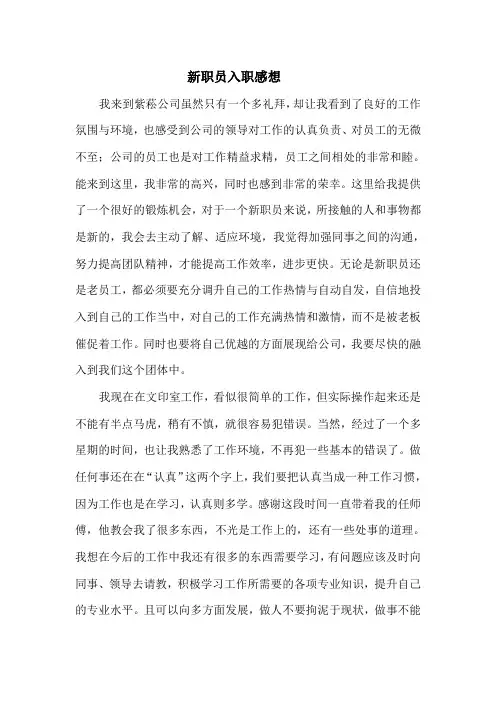 新职员入职感想