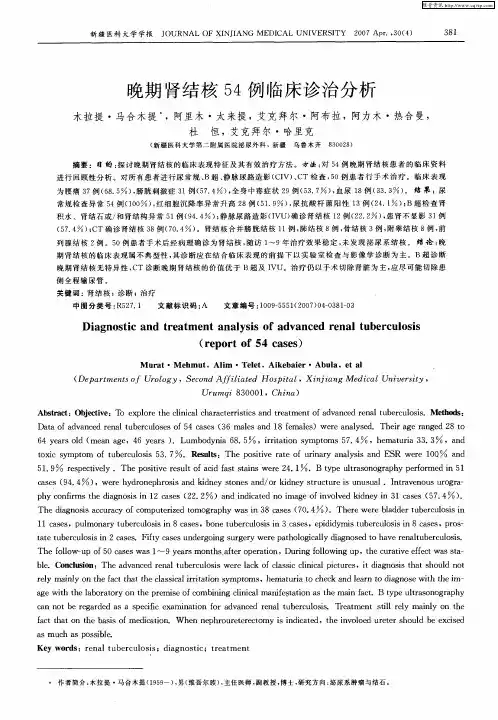 晚期肾结核54例临床诊治分析
