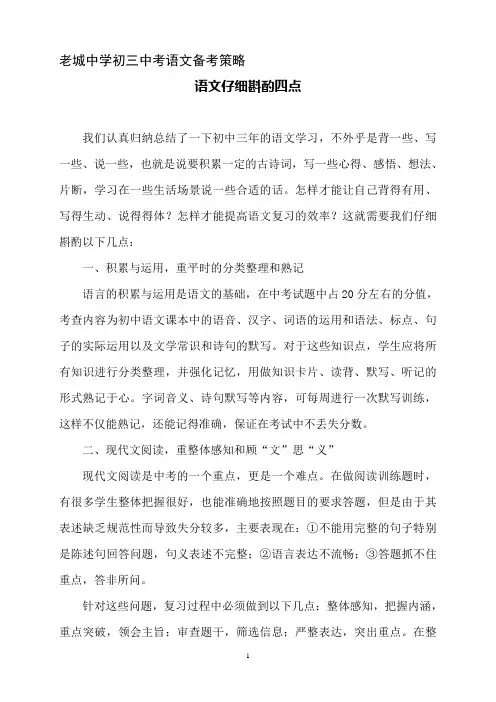 中考语文备考策略