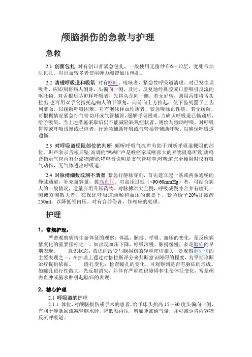 颅脑损伤的急救与护理