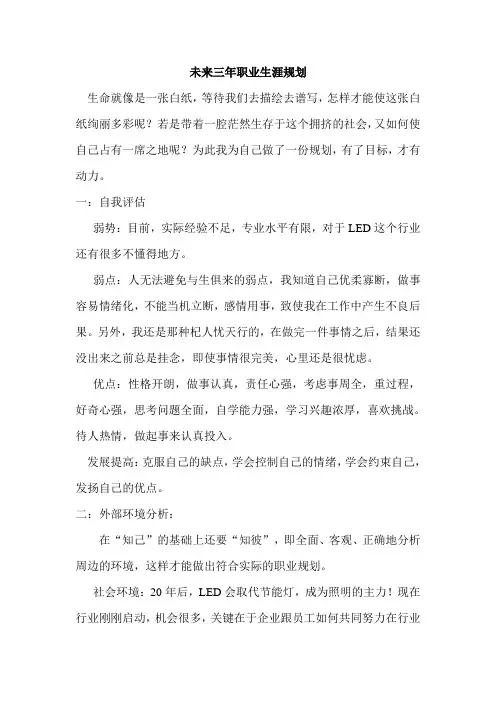 未来三年职业生涯规划 2