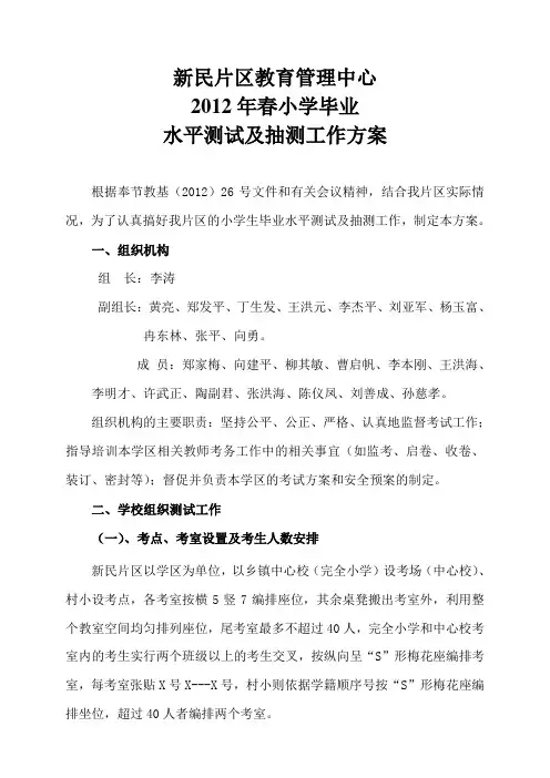 2012春毕业考试工作方案
