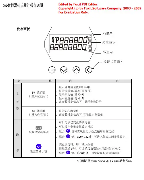 SWP智能涡街流量计操作说明