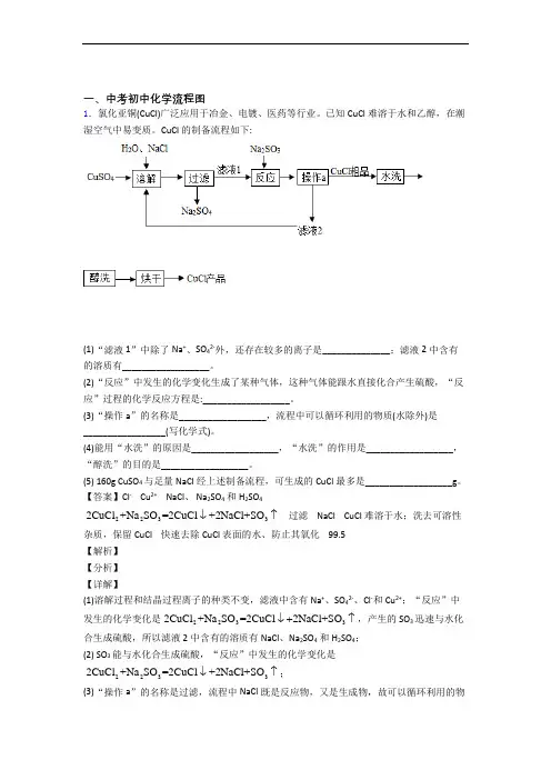 中考化学压轴题之流程图(中考题型整理,突破提升)附答案