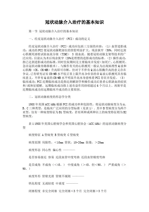 冠状动脉介入治疗的基本知识
