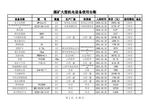 机电设备台账