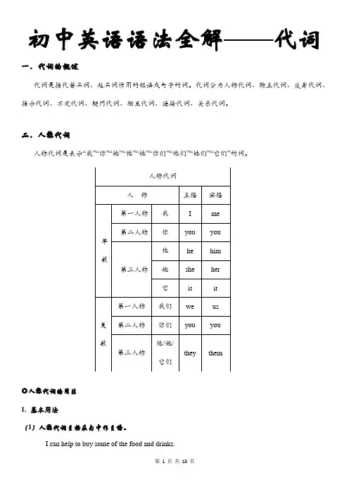 初中英语语法全解——代词
