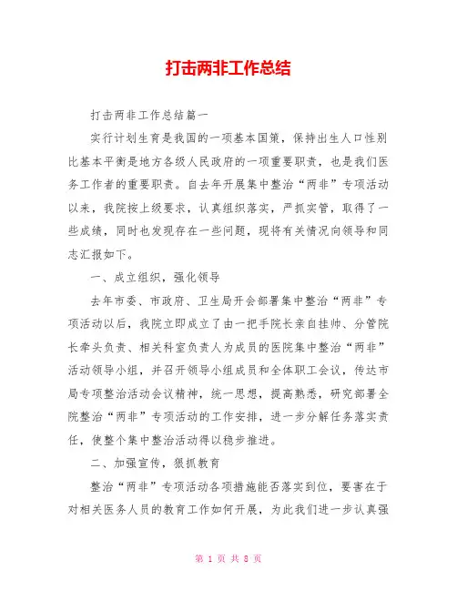 打击两非工作总结