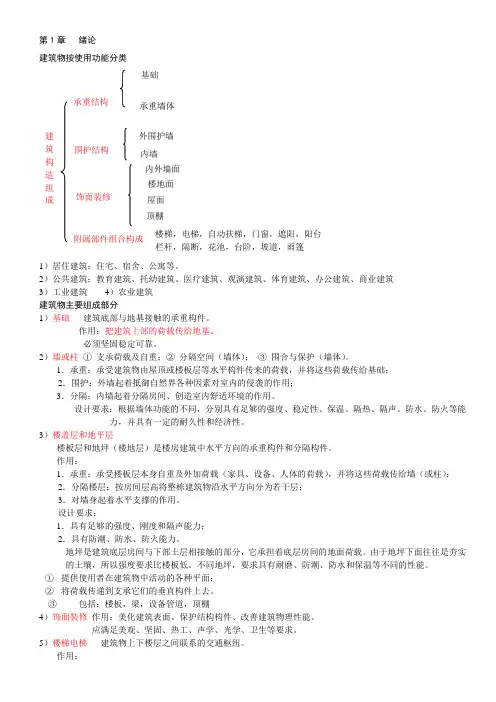 (完整word版)建筑构造(上)知识点总结_中国建筑工业出版社第四版《建筑构造》上册