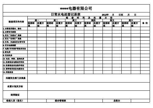 日常水电巡查记录表1