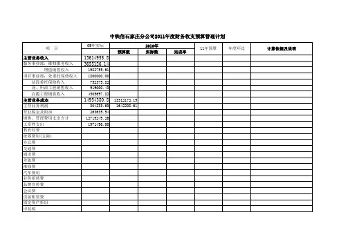 2011年预算管理表