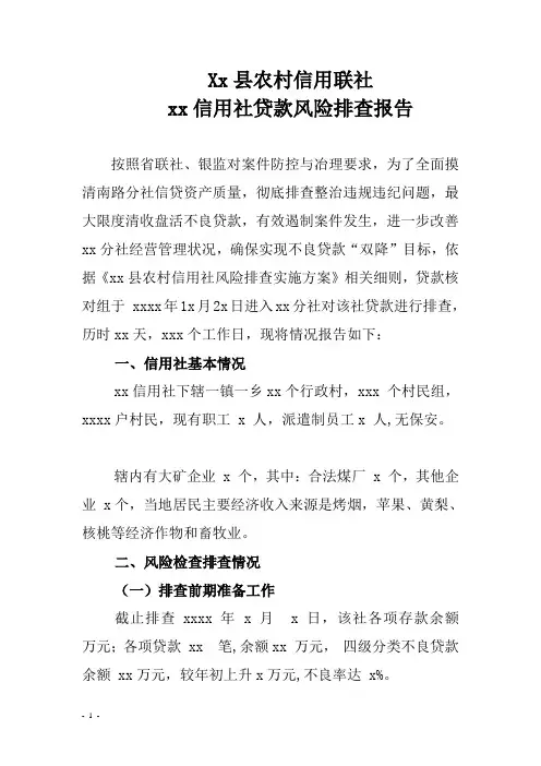 信用社贷款风险排查报告