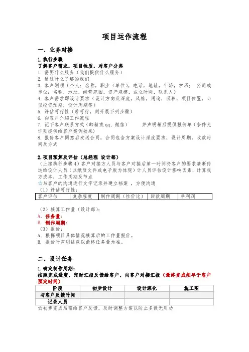 项目对接执行方法