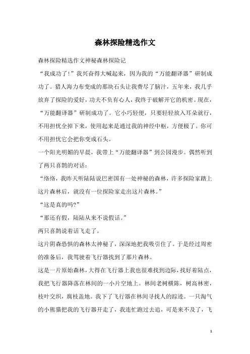 森林探险精选作文
