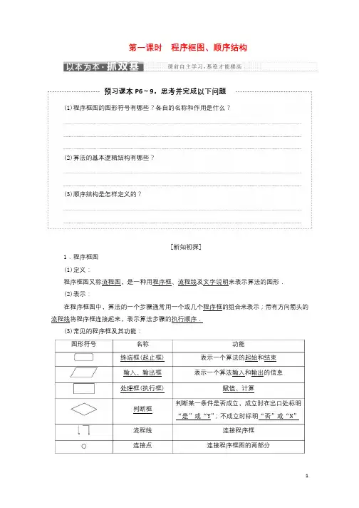 2017_2018学年高中数学第一章算法初步1.1算法与程序框图1.1.2第1课时程序框图顺序结构教