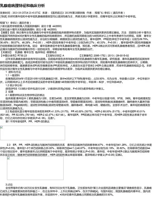 乳腺癌病理特征和临床分析