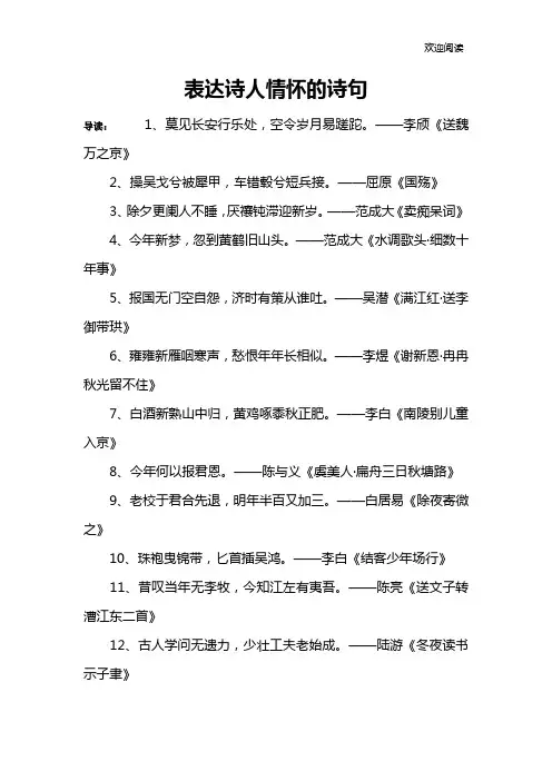 表达诗人情怀的诗句