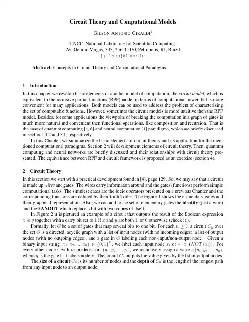 Circuit Theory and Computational Models