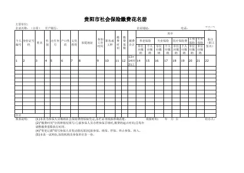 贵阳市社会保险缴费花名册