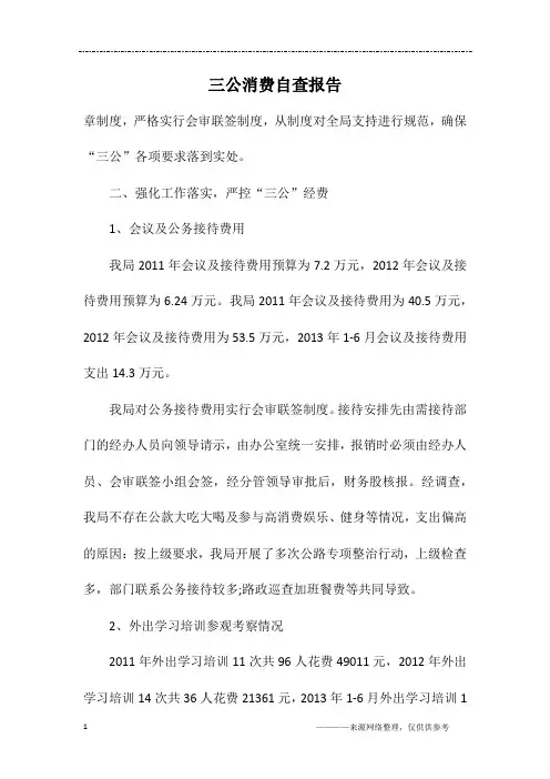 三公消费自查报告