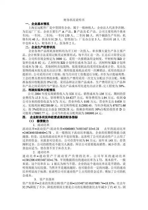 财务状况说明书