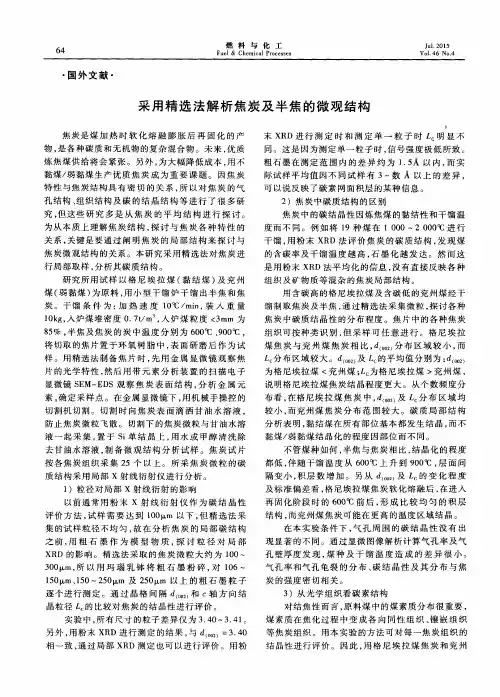采用精选法解析焦炭及半焦的微观结构