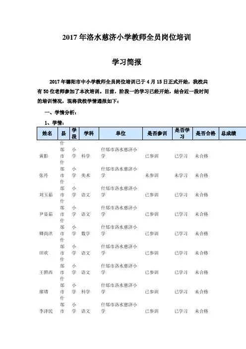 2017年洛水慈济小学教师全员岗位培训简报
