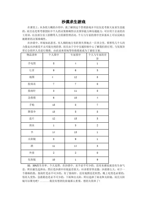 沙漠求生游戏答案 2