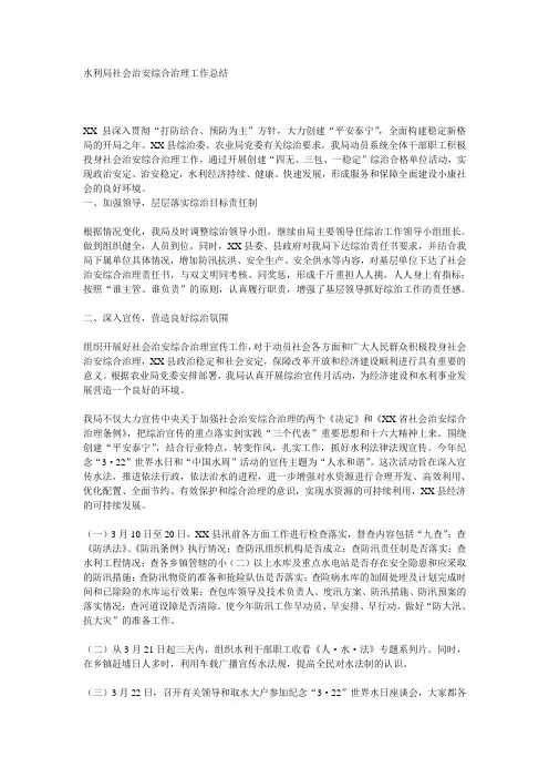 水利局社会治安综合治理工作总结