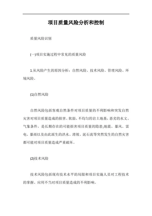 项目质量风险分析和控制【最新版】
