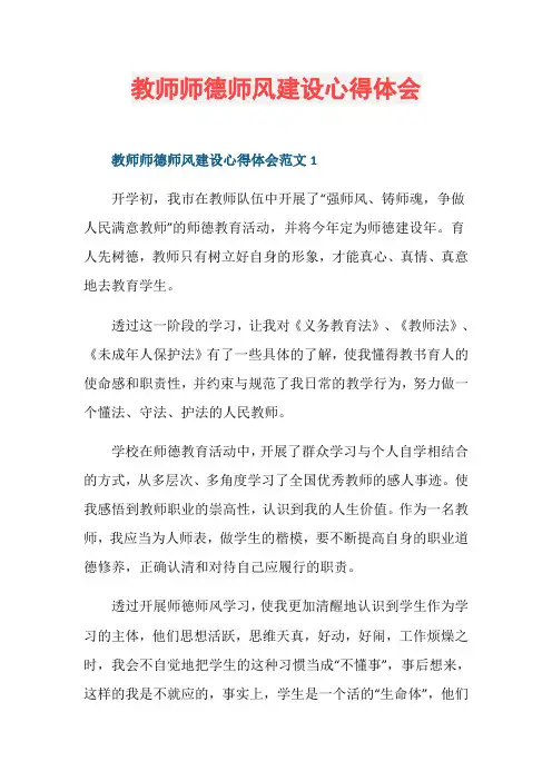 教师师德师风建设心得体会